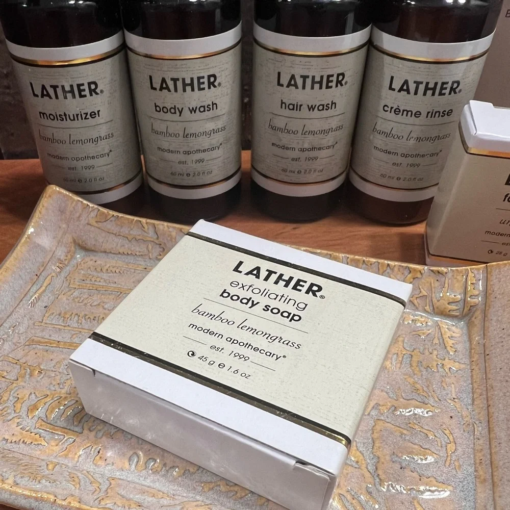 New Lather Bamboo Lemongrass 7 piece Travel Toiletries Set